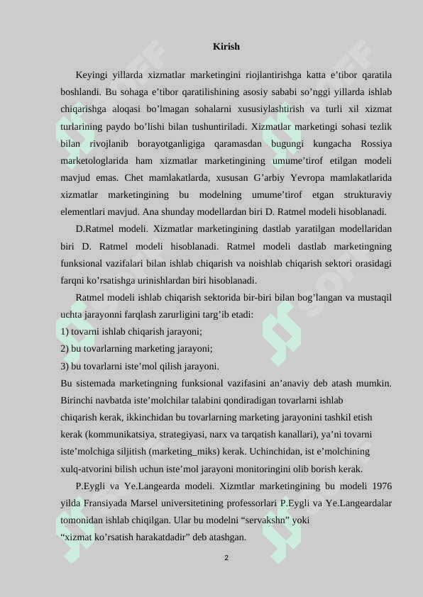Yangi xizmatlarni yaratish tamoyili va modellari 2