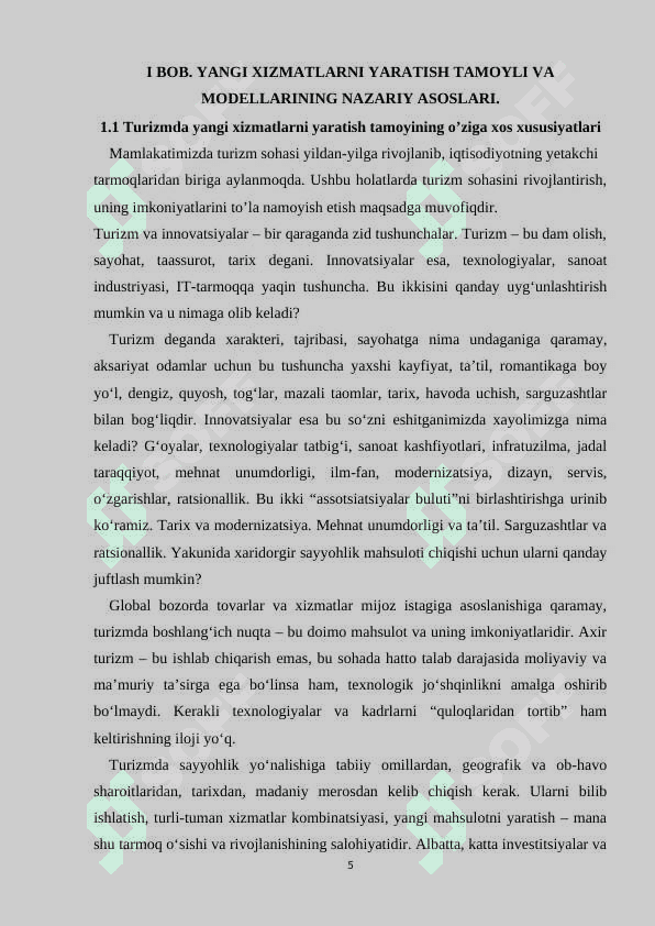 Yangi xizmatlarni yaratish tamoyili va modellari 5