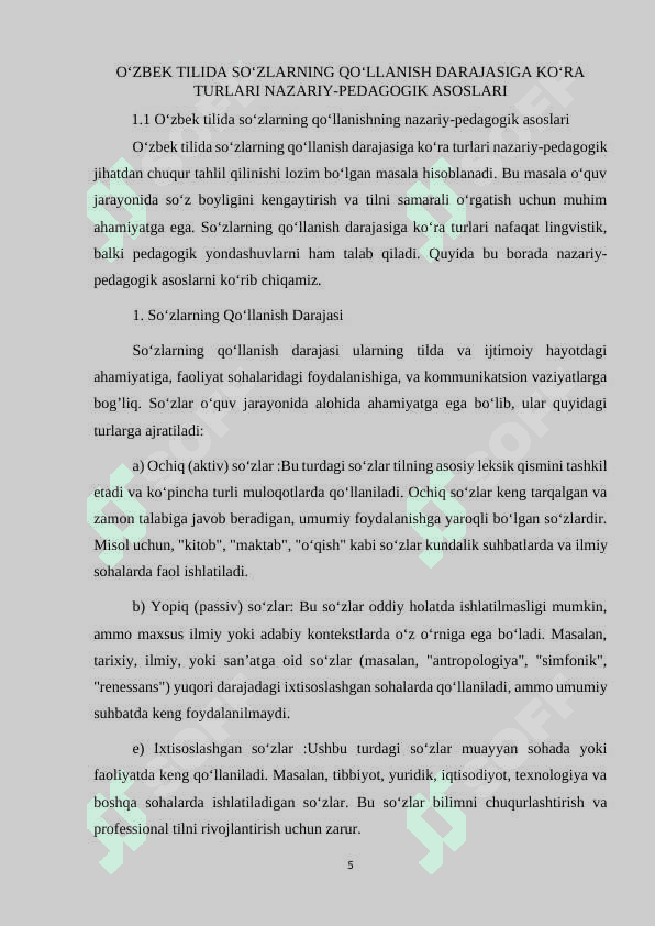 O‘zbek tilida so‘zlarning qo‘llanish darajasiga ko‘ra turlari 5