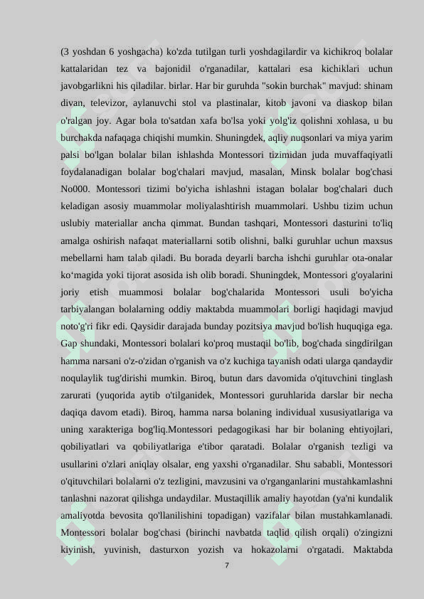 Maktabgacha taʼlim muassasalarida Mariya Mantisoriy metodikasi 7