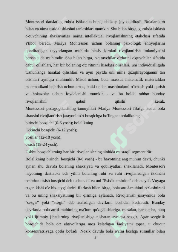 Maktabgacha taʼlim muassasalarida Mariya Mantisoriy metodikasi 8