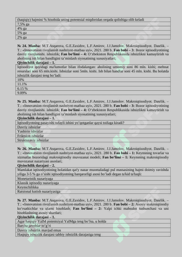 Makroiqtisodiyot fanidan 200 talik test savollari 6