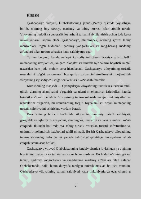 Qashqadaryo viloyatining turistik resuruslari 2