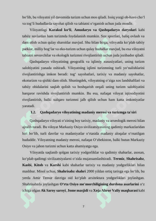 Qashqadaryo viloyatining turistik resuruslari 7