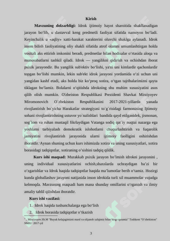 Idrok akti va uning tuzilishi. 2