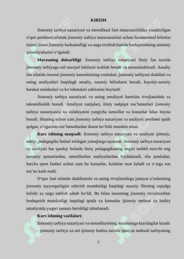 Jismoniy madaniyat nazariyasi va metodikasining boshqa fanlar bilan bog’liqligi. 2