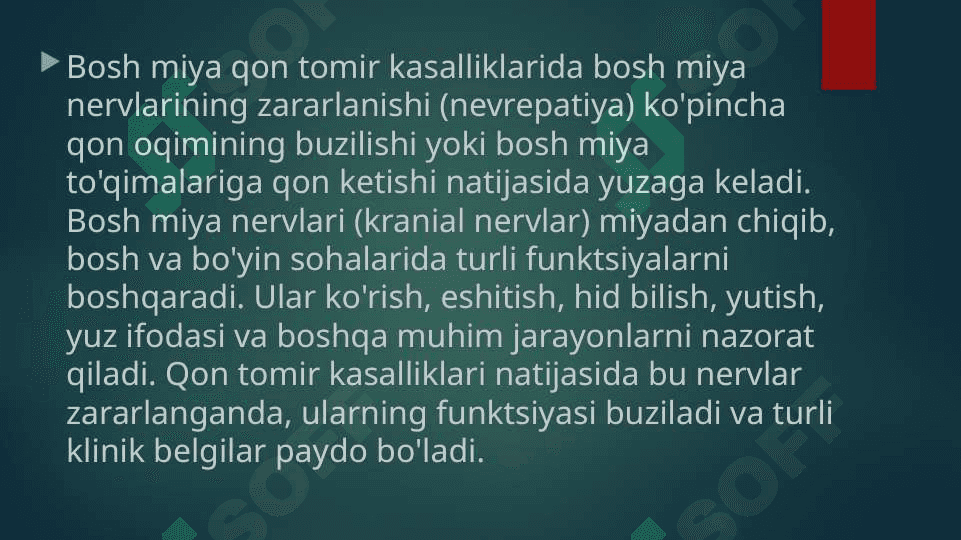 Bosh miya qon tomir kasalliklarida bosh miya nervlarining zararlanishi 2