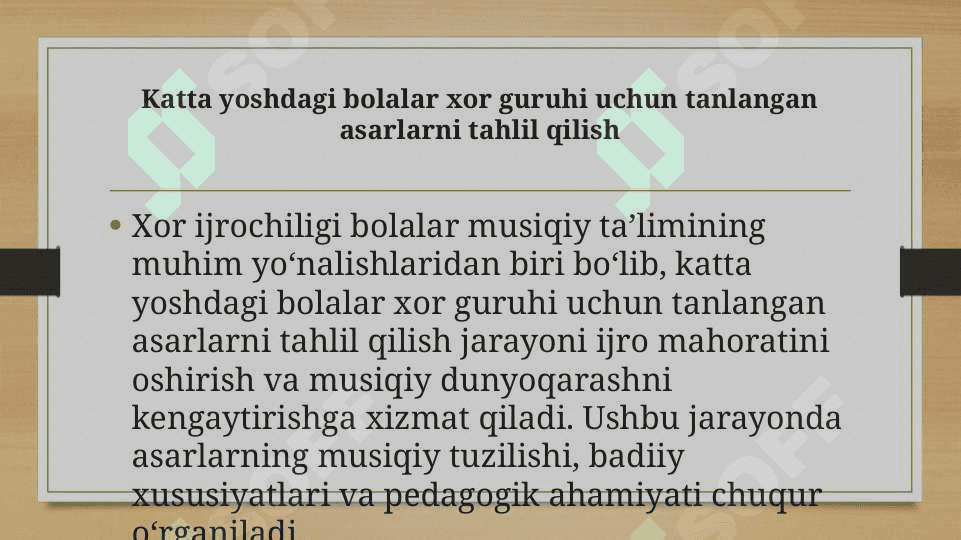 Katta yoshdagi bolalar xor guruhi uchun tanlangan asarlarni tahlil qilish 2