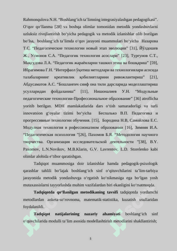 BОSHLАNGʻICH SINF ОʻQUVCHILАRIDА MОDULLI TАʼLIM АSОSIDА MОDELLАSHTIRISH METОDLАRINI SHАKLLАNTIRISH 5