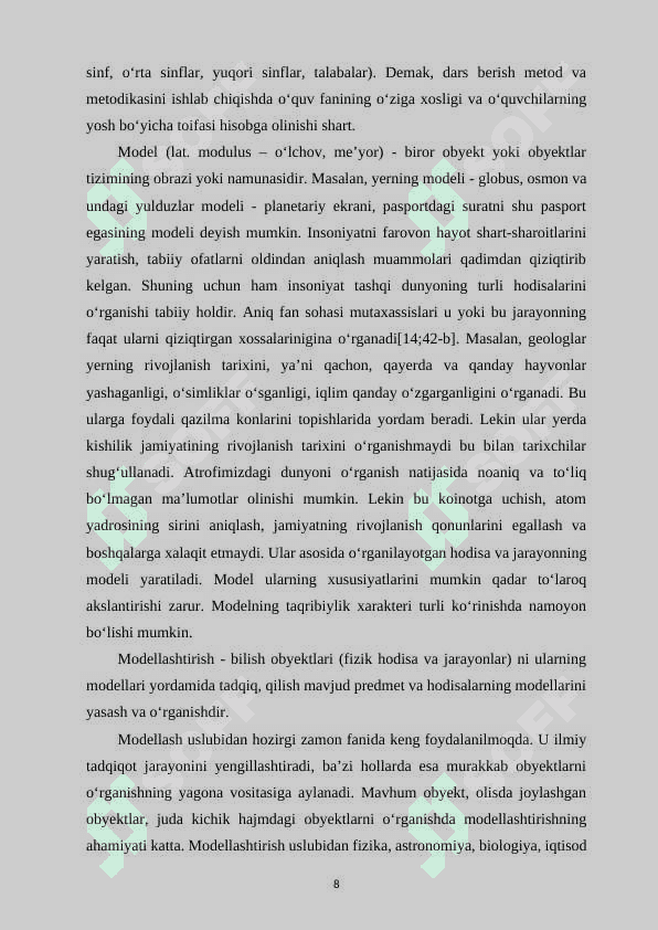 BОSHLАNGʻICH SINF ОʻQUVCHILАRIDА MОDULLI TАʼLIM АSОSIDА MОDELLАSHTIRISH METОDLАRINI SHАKLLАNTIRISH 8
