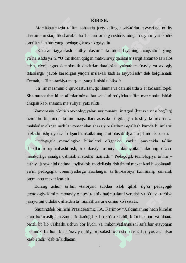 ZAMONAVIY TA`LIMDA YANGI PEDAGOGIK TEXNALOGIYALARDAN FOYDALANISH. 2