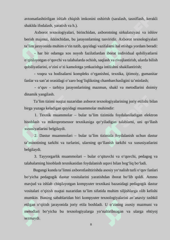 ZAMONAVIY TA`LIMDA YANGI PEDAGOGIK TEXNALOGIYALARDAN FOYDALANISH. 8