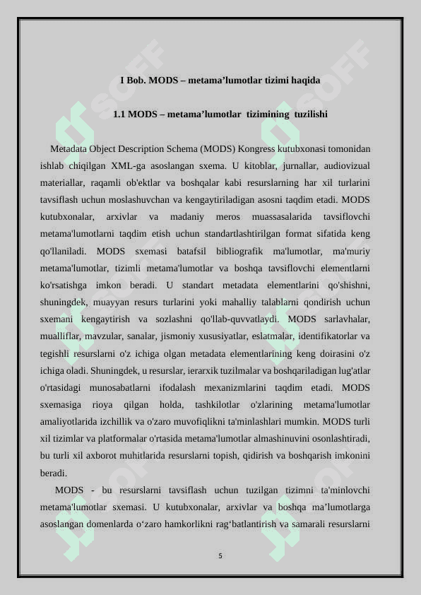 MODS – Metadata Object Description Schema 5