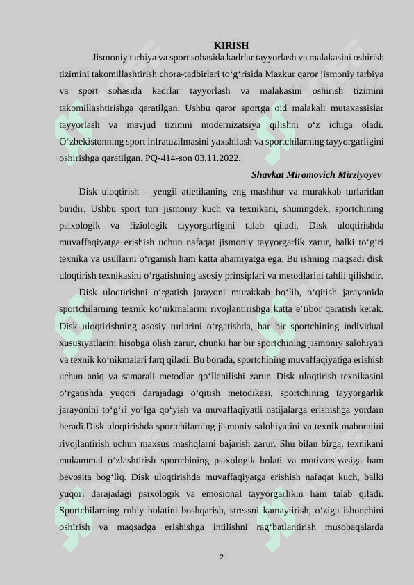 DISK ULOQTIRISH TURLAR TEXNIKASINI O‘RGATISH 2