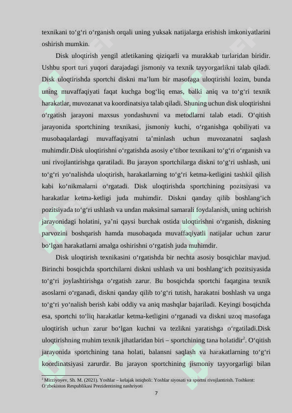 DISK ULOQTIRISH TURLAR TEXNIKASINI O‘RGATISH 7