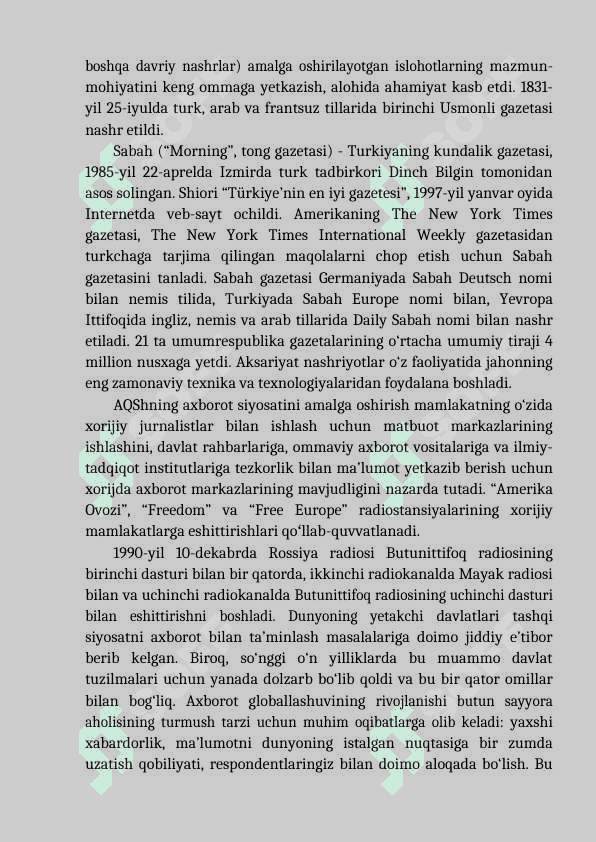 Xorijiy ommaviy axborot vositalarining media makonidagi o'rni 3
