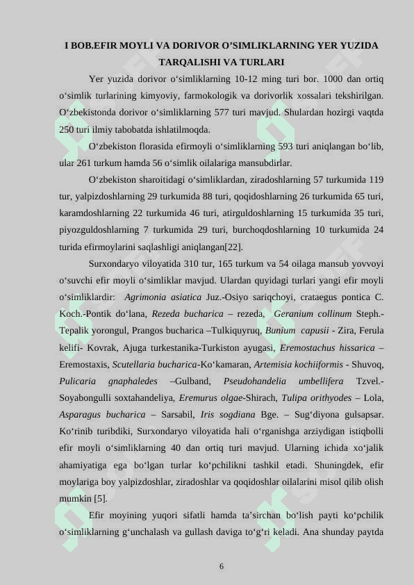 EFIR MOYLI VA DORIVOR O’SIMLIKLARNING YER YUZIDA TARQALISHI VA TURLARI 6
