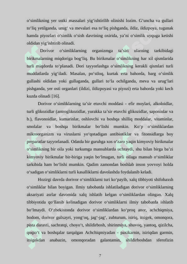 EFIR MOYLI VA DORIVOR O’SIMLIKLARNING YER YUZIDA TARQALISHI VA TURLARI 7