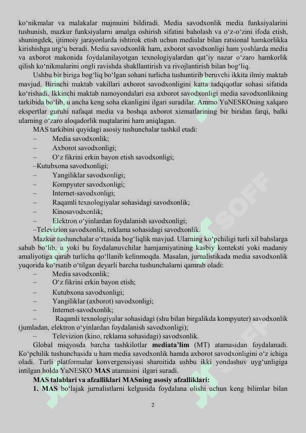 МЕDIА SАVОDХОNLIK VА АХBОRОT MАDАNIYАTI  ЕVОLYUTSIYАSI HАMDА JАMIYАTDАGI АHАMIYАTI 2