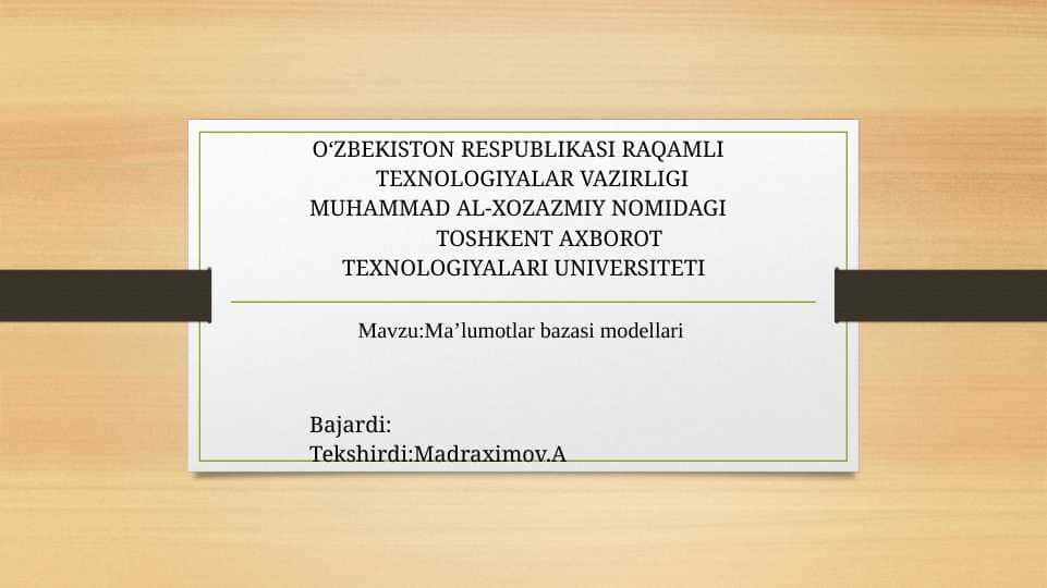 2-kurs Malumotlar bazasi mustaqil ish 1 1