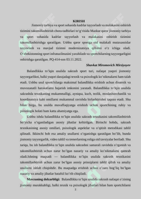 BALANDLIKKA TO’LQIN USULIDA SAKRASH TEXNIKASINI TAKOMILLASHTIRISH 2
