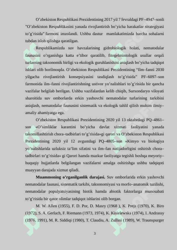 OQ OSTONA SUV OMBORI  FITOPARAZIT  NEMATODALARNING O‘RGANILGANLIK HOLATI 3