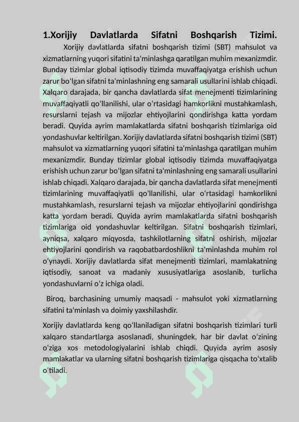 Xorijiy  davlatlarda sifatni boshqarish tizimi. 3