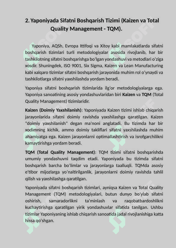 Xorijiy  davlatlarda sifatni boshqarish tizimi. 5