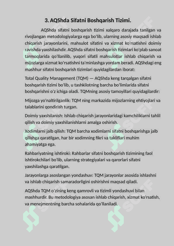 Xorijiy  davlatlarda sifatni boshqarish tizimi. 8