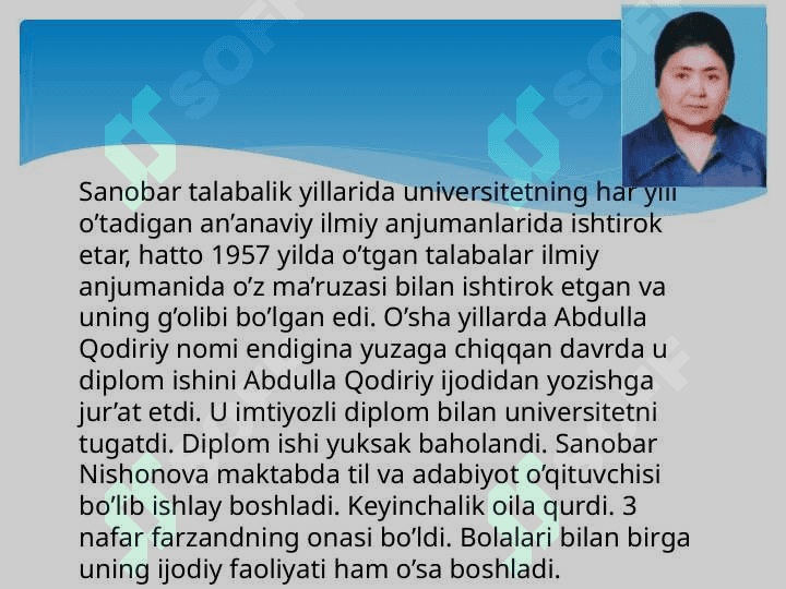 Sanobar nishonova hayoti va ijodi. Pedagokikadagi o‘rni 4
