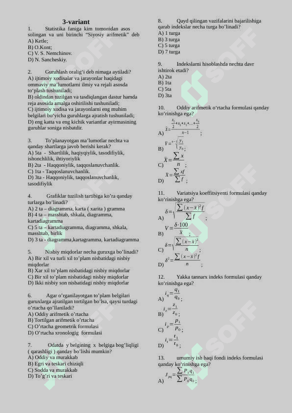 Statistika test YN 5