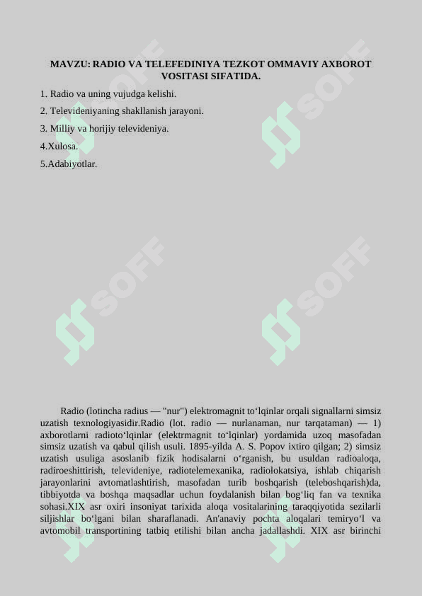 RADIO VA TELEFEDINIYA TEZKOT OMMAVIY AXBOROT VOSITASI SIFATIDA 2