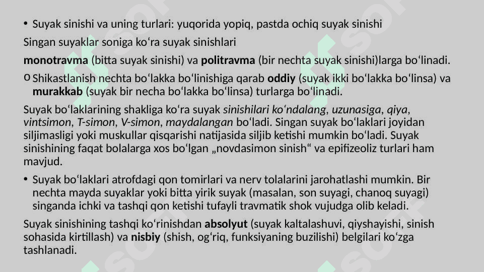 Suyaklar sinishi va chiqishini tashxislash va birinchi tibbiy yordam ko’rsatish 3