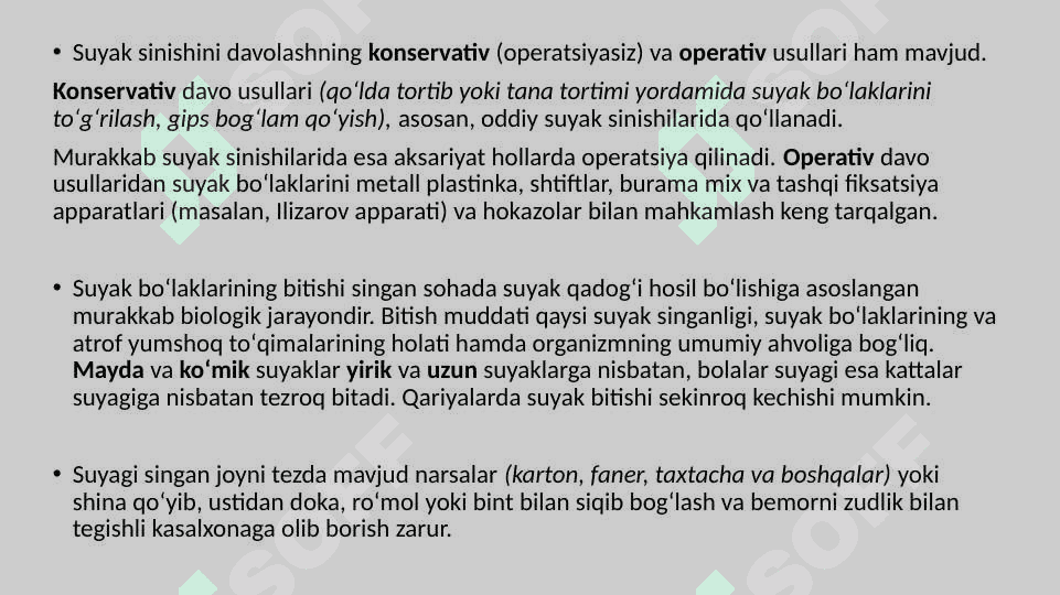 Suyaklar sinishi va chiqishini tashxislash va birinchi tibbiy yordam ko’rsatish 4