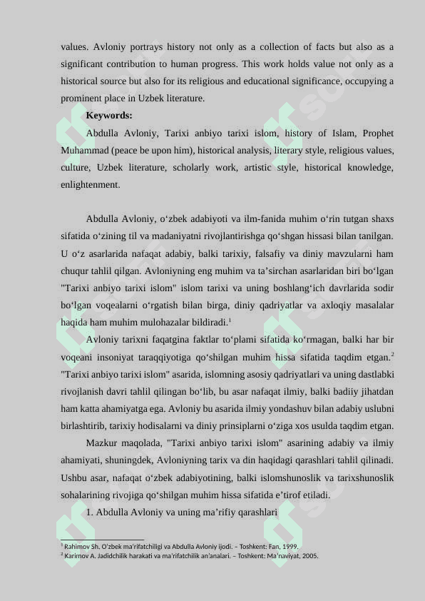 Abdulla Avloniy, Tarixi anbiyo tarixi islom asarining adabiy fenomeni 2