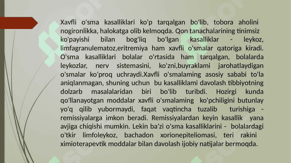 Xavfli o’smalarni davolashda ishlatiladigan zamonaviy preparatlar 3