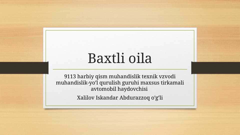 Baxtli oila 1