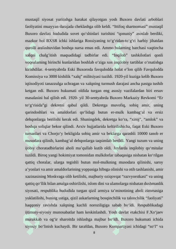 Buxoro Sovet Respublikasining 1920-1925 yillardagi siyosati 8