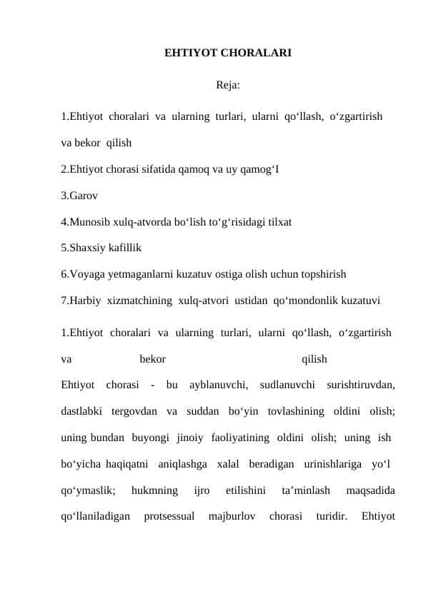 EHTIYOT CHORALARI 1