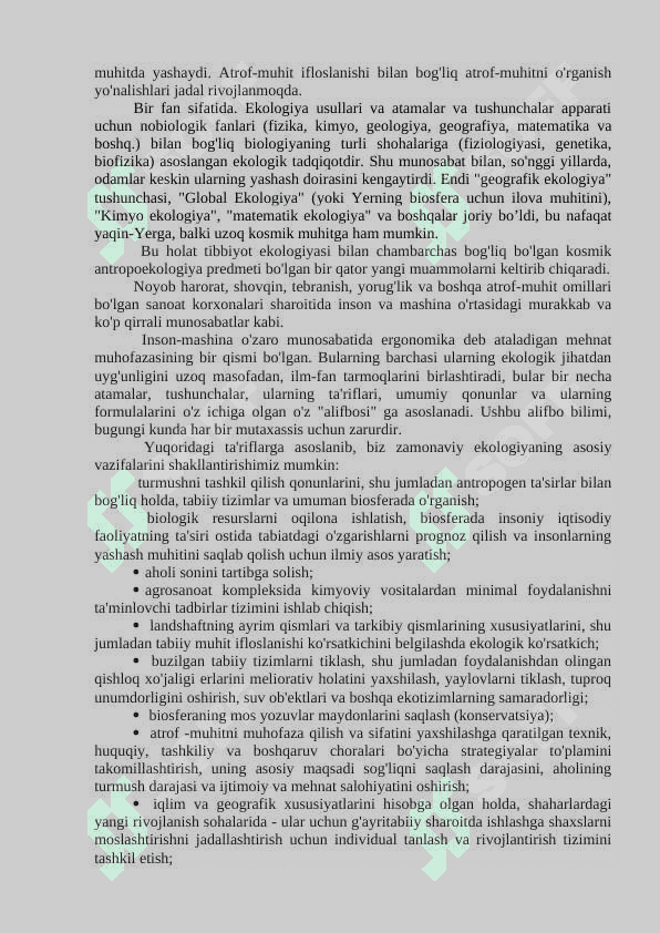 EKOLOGIYA VA TABIATNI MUHOFAZA QILISH 7
