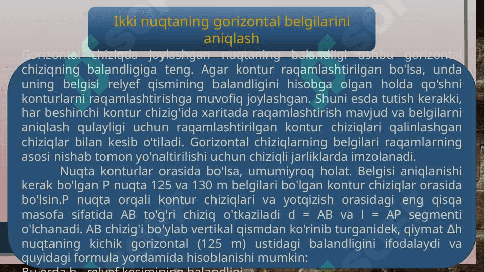 (7-amaliy mashg`ulot)Ikki nuqta orasidan berilgan qiyalik burchagi yoki nishobligidan katta bo`lmagan chiziq o`tkazish. 2