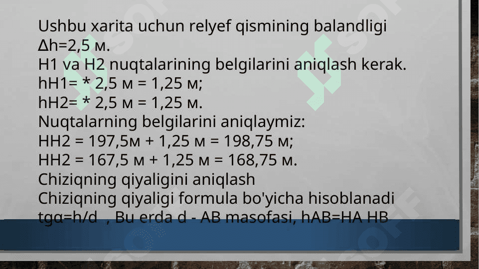 (7-amaliy mashg`ulot)Ikki nuqta orasidan berilgan qiyalik burchagi yoki nishobligidan katta bo`lmagan chiziq o`tkazish. 4