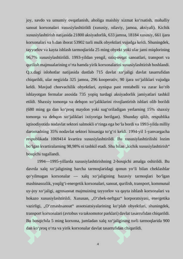 DAVLAT MULKINI XUSUSIYLASHTIRISH VA XUSUSIY MULKCHILIKNING SHAKLLANISHI 4