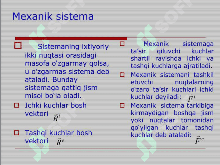 Mexanik sistema dinamikasining umumiy teoremalari 5
