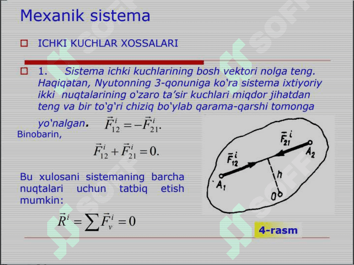 Mexanik sistema dinamikasining umumiy teoremalari 6