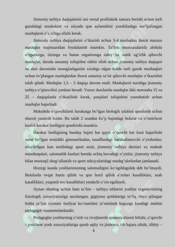 UMUMIY O’RTA TA`LIM MAKTABLARI O’QUVCHILARIDA SOG’LOM TURMUSH TARZINI SHAKLLANTIRISH 7