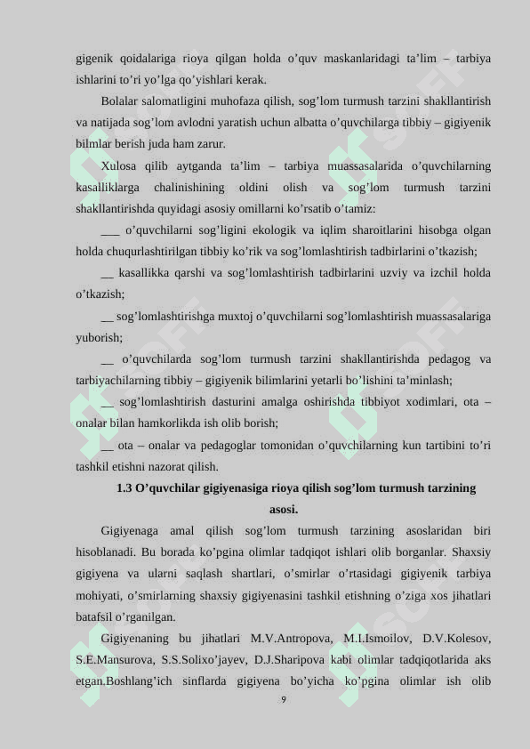 UMUMIY O’RTA TA`LIM MAKTABLARI O’QUVCHILARIDA SOG’LOM TURMUSH TARZINI SHAKLLANTIRISH 8