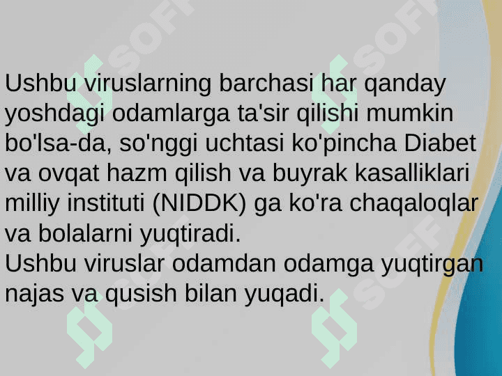 Diaregen viruslar klassifikatsiyasi, patogenezi, labarotoriya tashxisi 7