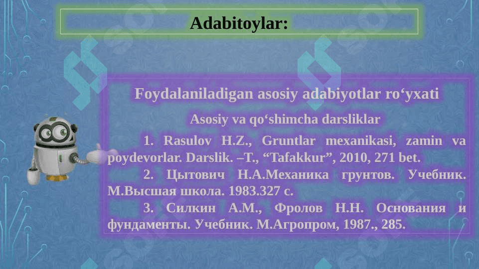 MAVZU: Tirgovich devorlarga nisbatan grunt bosimini analitik usul yordamida aniqlash.GRUNTLARDA TABIIY BOSIM VA UNING TAQSIMLANISHI. 2