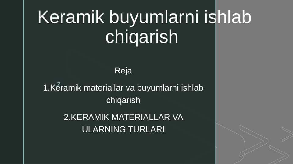 Keramik buyumlar ishlab chiqarish 1